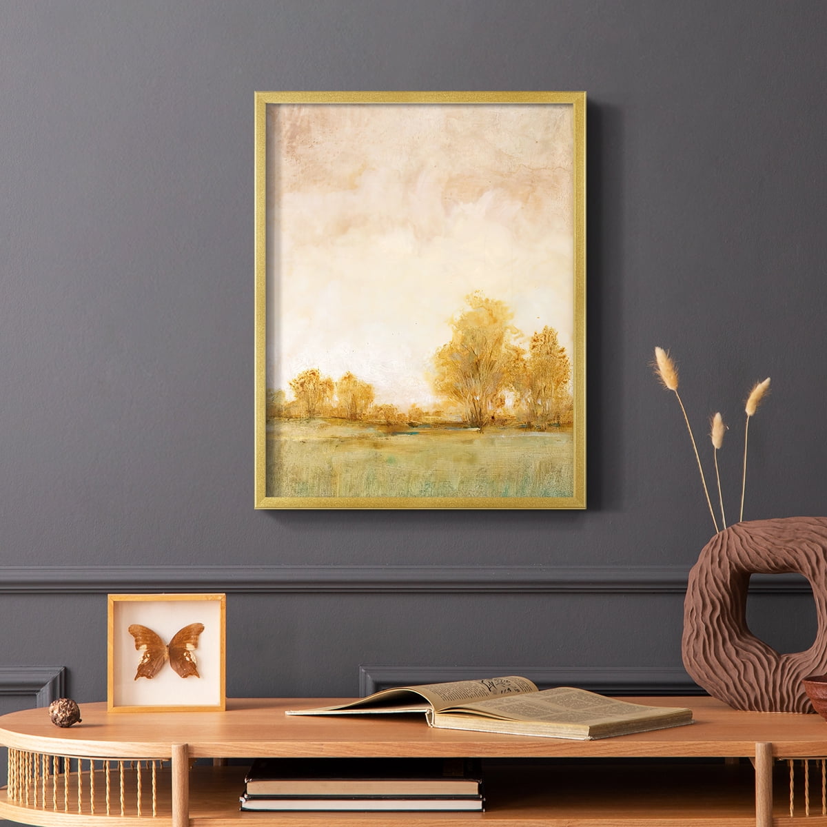 Carefree Day I Framed Print in Gold Solid Wood Framed Print No Nail Hanging