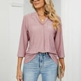 thumbnail image 6 of XuJwPNcy Womens 3/4 Sleeve Tunic Tops Eyelet V Neck Blouses Loose Fit Solid Color Business Casual Work Shirts for Women Womens Clothes, 6 of 7