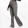thumbnail image 5 of KANG Fashion Women's High-Waisted Maternity Yoga Pants Crossed Support Belly Band Flattering Flared Leg Design Soft Stretchy Comfortable Prenatal Workout Leggings Grey L, 5 of 6