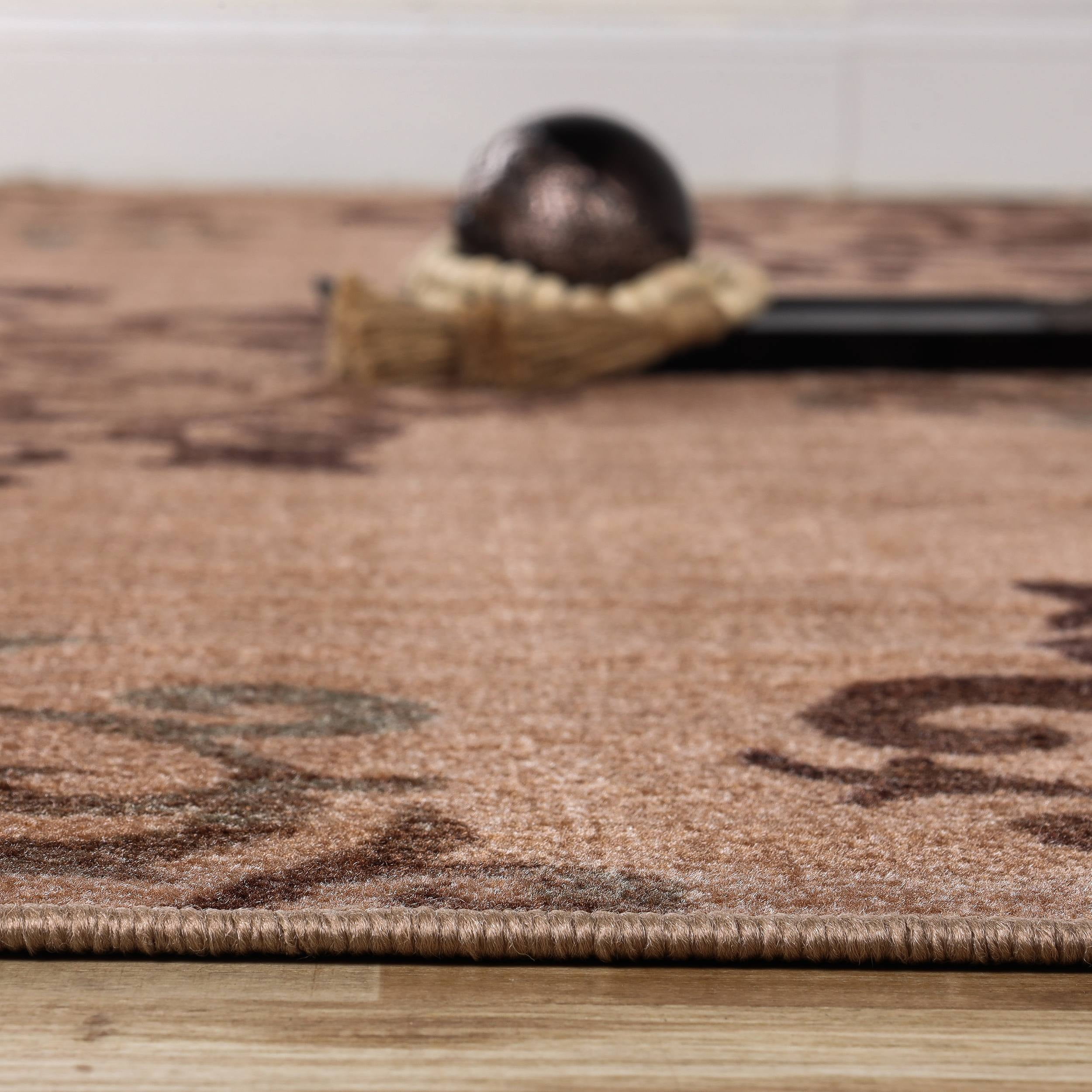 Superior Amber Floral Non-Slip Indoor Area Rug, 5' x 8', Camel