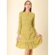 thumbnail image 2 of Vestido A Media Pierna De Leopardo Con Dobladillo Con Volantes Y Manga Larga En La Parte Delantera Con Cuello Redondo Y Cuello Redondo Para Mujer Amarillo M, 2 of 6