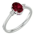 thumbnail image 2 of SuperJeweler 1 1/3 Carat Oval Shape Garnet and Two Diamond Ring In Sterling Silver For Women, 2 of 6