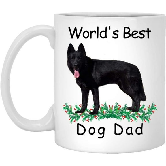 Funny Saying Gifts For Pet Lovers German Shepherd Black Worlds Best Dog Dad Christmas 2022 Gifts White Coffee Mug White 11oz
