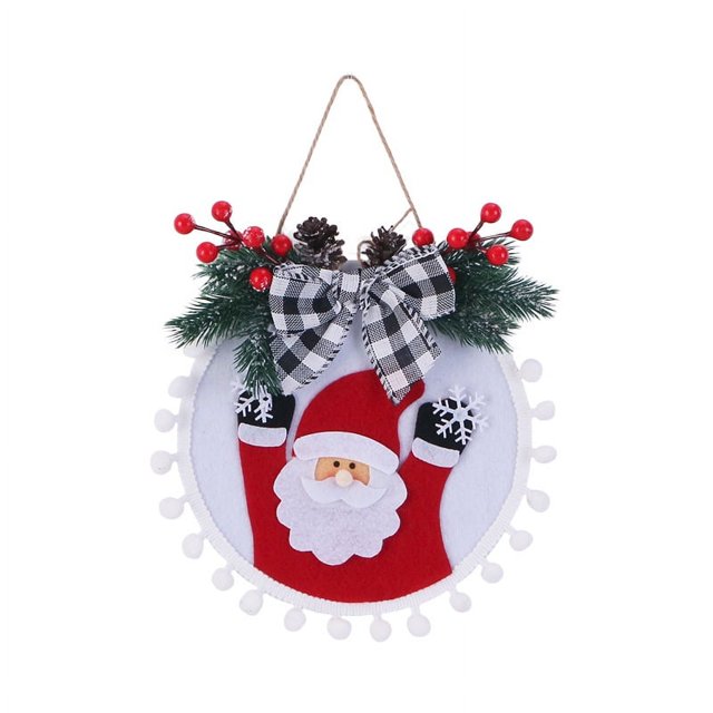 Adornos navideños Corona navideña Adornos para árbol de Navidad Decoraciones para colgar en la puerta (Papá Noel)