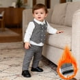 thumbnail image 3 of OSOLU Children Boys Clothing Sets Winter Long Sleeve Vest 3 Piece Thickened Formal Wear Photoshoots Relaxed Holiday Sets, 3 of 9