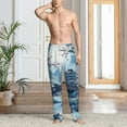 thumbnail image 5 of Men's Pajama Pants Comfy Sleep Lounge Bottoms Pockets, Chinese Style Powder Chinoiserie Toile Blue, 5 of 5