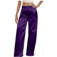 thumbnail image 5 of Palazzo Pants for Women Hontri Loose Lounge Pants Women's Satin Pajama Pants Wide Leg Sweatpants Elastic Waist Summer Casual Sports Trousers with Pockets, 5 of 9