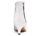thumbnail image 4 of YDN Women's Pointy Toe Ankle Booties Kitten Low Heels Dressy Glossy Daily Winter Shoe Size 5.5 White, 4 of 4
