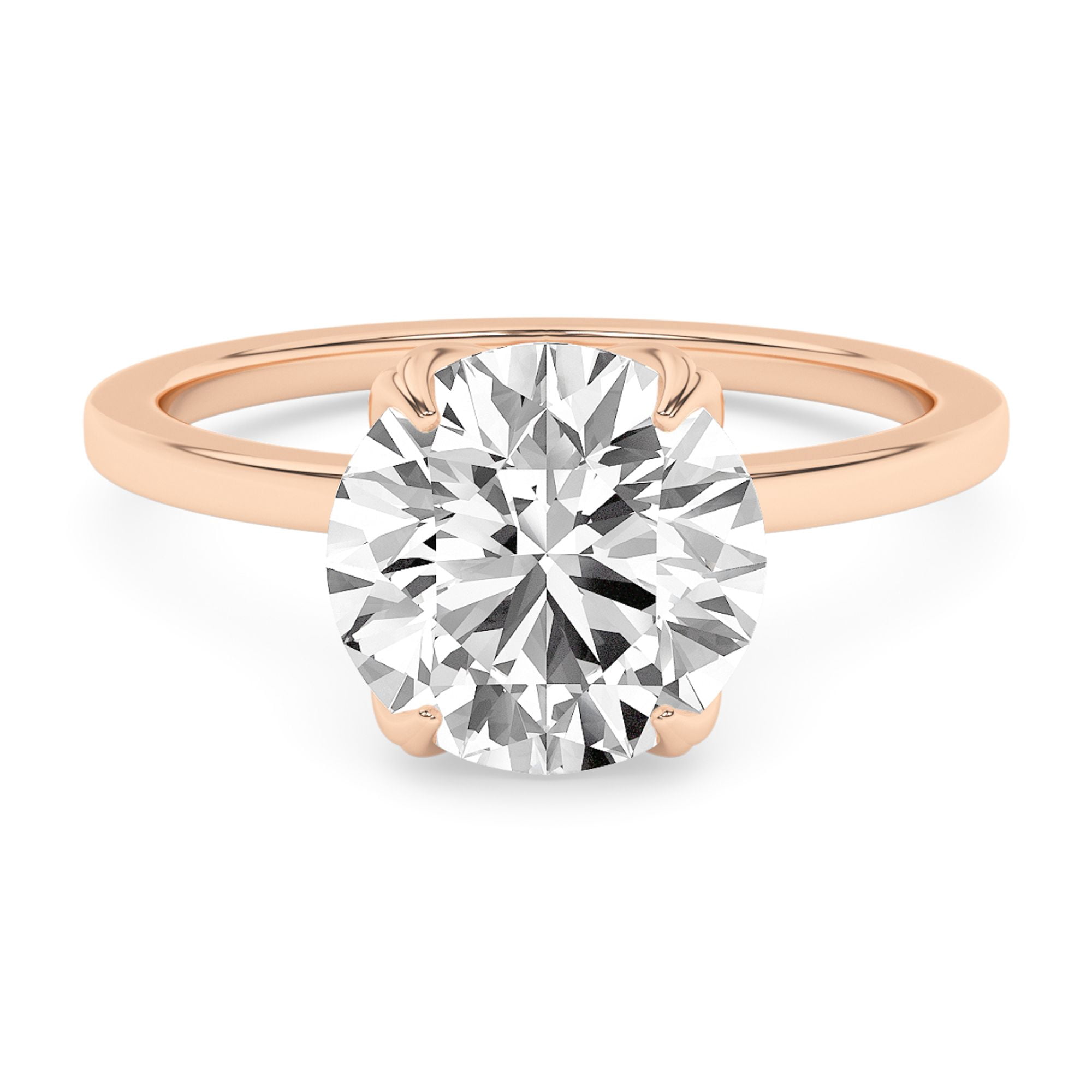 AFFY 2.00 Carat (ctw) Solitaire Style Engagement Rings For Women, Round Lab Created Moissanite Promise Ring For Her In 14k Rose Gold Over Sterling Silver | VVS1 Quality (2 Ctw) Ring Size-10