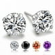 thumbnail image 1 of Pendientes clásicos de cuatro garras de plata esterlina S925 con circonitas multicolores, joyería de mujer, joyería de plata pequeña, selección de regalos, 1 of 1