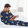 thumbnail image 6 of Sikiie Planets and Stars Mens Pajama Set, Soft Warm Long Sleeve Sleepwear, Cozy Button-Down Pjs for Men-X-Large, 6 of 7