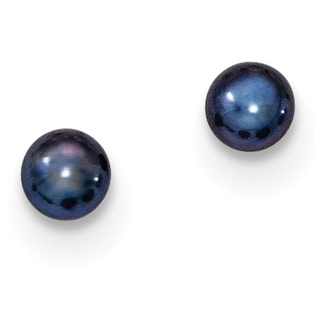 - Ladies 925 Sterling Silver 4-5mm Black FW Cultured Button Pearl Stud Earring