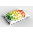 thumbnail image 2 of Ambesonne Rasta Pillow Sham 2 Pack, Colorful Lion Portrait, 30"x20", Fern Green Orange, 2 of 3