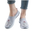 thumbnail image 5 of Floleo Women's Backless Slip On Floral Embroidery Knit Mule Sneakers, Breathable Mesh Wedge Sole Casual Daily Walking Footwear(Gray,6.5), 5 of 7