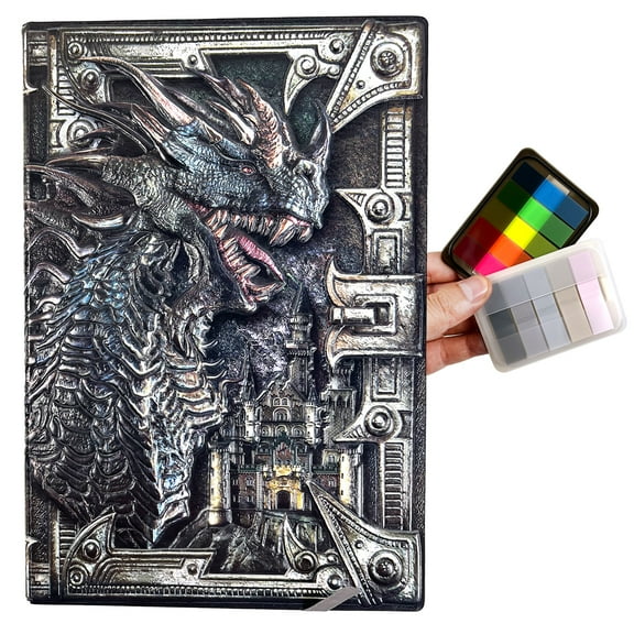 Vintage Dragon Embossed Leather Notebook DND Notebook Travel Journal.Antique Handmade A5 Journal,Hardcover Liner,Writing Notebook Gift for Men&Women (Colorful Dragon)