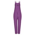 thumbnail image 4 of Usmixi Womens Casual Jumpsuits Solid Loose Baggy Wide Leg Strap Long Jumpsuits Overalls Fashion Pocket V Neck Sleeveless Maxi Rompers Purple xxl, 4 of 7