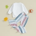 thumbnail image 4 of Okbabeha Toddler Girls Thanksgiving Clothes Long Sleeve Baby Halloween Outfit Letter Print Infant Flare Pants Set Fall Winter, 4 of 9