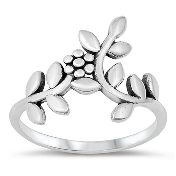 Flower Leaves Vines Nature Ring .925 Sterling Silver Band Jewelry Female Male Unisex Size 5