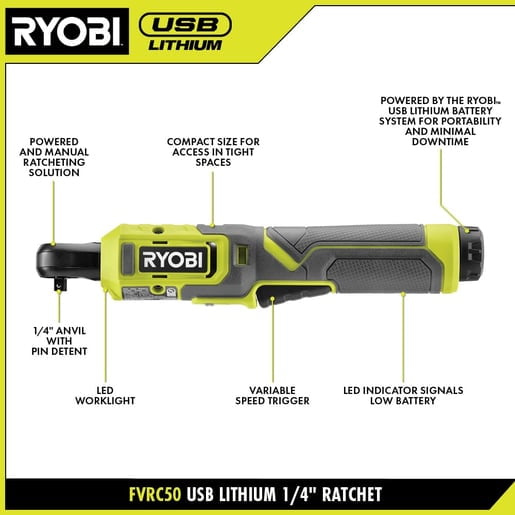 Ryobi USB LITHIUM 1/4" RATCHET