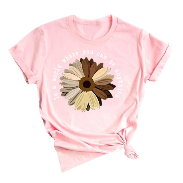 PMVFHDE Hauts à Manches Courtes pour Femmes Imprimé Graphique Floral Col Rond Ample Grande Taille T-Shirt Blouse