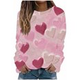 thumbnail image 2 of BVOFAR T-Shirts à Manches Longues Col Rond pour Femmes Imprimé Cœur Mignon Décontracté Grande Taille Tops Confortables 2025, 2 of 5