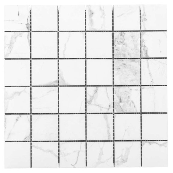 The Tile Life Penthouse 4" x 4" White Polished Porcelain Mosaic Tile Sample 1 Piece