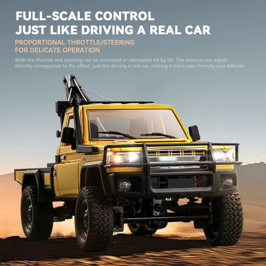 All-Terrain RC Crawler Car, 1/12 Scale 2.4G Full-proportional 4WD RC Climbing Car Engineering Vehicle with Functional Crane, Liftable Hook & 2-Speed, Collectible Gift for Adult(RTR Version)