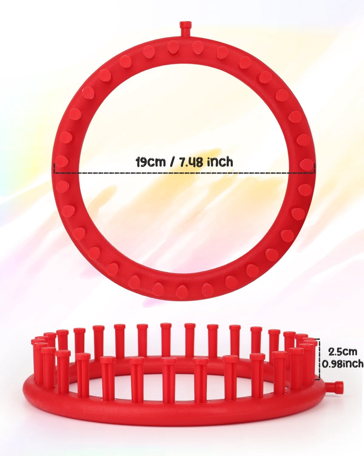 ABPETE 2 Pcs Round Knitting Looms Set, 31 Pegs Knitting Loom Simple for Beginner, 19 cm Diameter Plastic Loom Knitting, Small Round Loom Knitting Set for Home DIY, Teaching, Learning