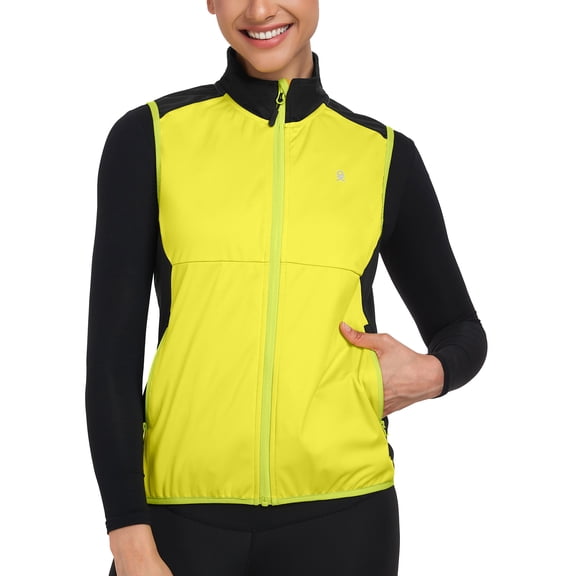Little Donkey Andy Windproof Sleeveless Vest Jacket for Women, Water-Repellent Stretch Sports Vest for Cycling, Running (Fluorescent Yellow XS)