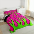 thumbnail image 3 of Homewish Cartoon Abstract Stripes Full Size Comforter Sets, Pink Green Bedding Comforter Set, Teens Kids Boys Girl Reversible Bedding Sets, Lightweight Room Decor, 3-Piece, 3 of 8
