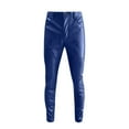 thumbnail image 4 of Men Pants – Streetwear Joggers with Elastic Waist Men's PU Leather Pants Solid Colour Sports Casual Style Trousers, 4 of 4