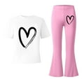 thumbnail image 3 of WOYY Big Girls Outfits Heart Print Short Sleeve Tshirt Pants Outfits, Sizes 7-8, 3 of 4