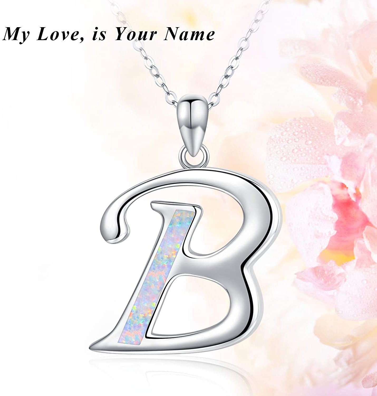 Initial Necklace, 925 Sterling Silver 