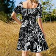 thumbnail image 3 of Black and White Graffiti Abstract Collage Print Pattern Dress Dresses gala Evening dresses, 3 of 4