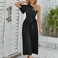 thumbnail image 1 of EGNMCR Robes de Fête pour Femmes Robe d'Été pour Femmes Ajustée Plissée avec Ceinture Robe à Manches Courtes à une Épaule, 1 of 5