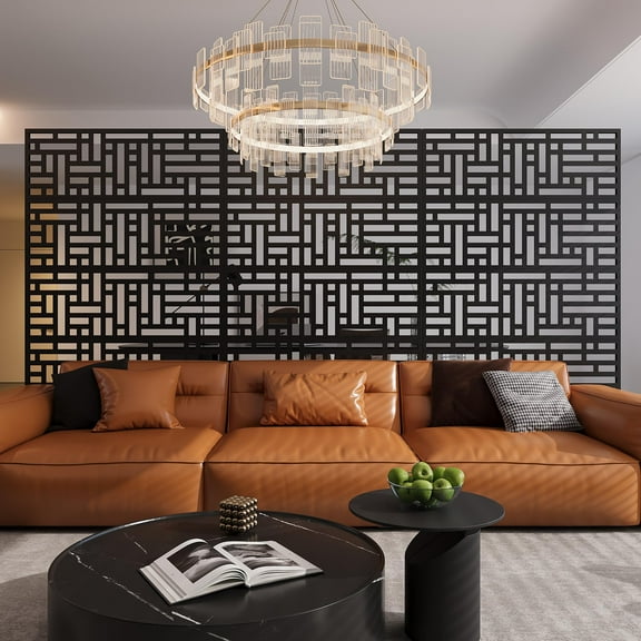 Outdoor Metal Freestanding Decorative Privacy Screen,71" Tall x 46" Wide Black Rustproof Room Divider for Patio,Deck or Garden,Weather-Resistant Privacy Panel For Indoors Use, Easy To Install