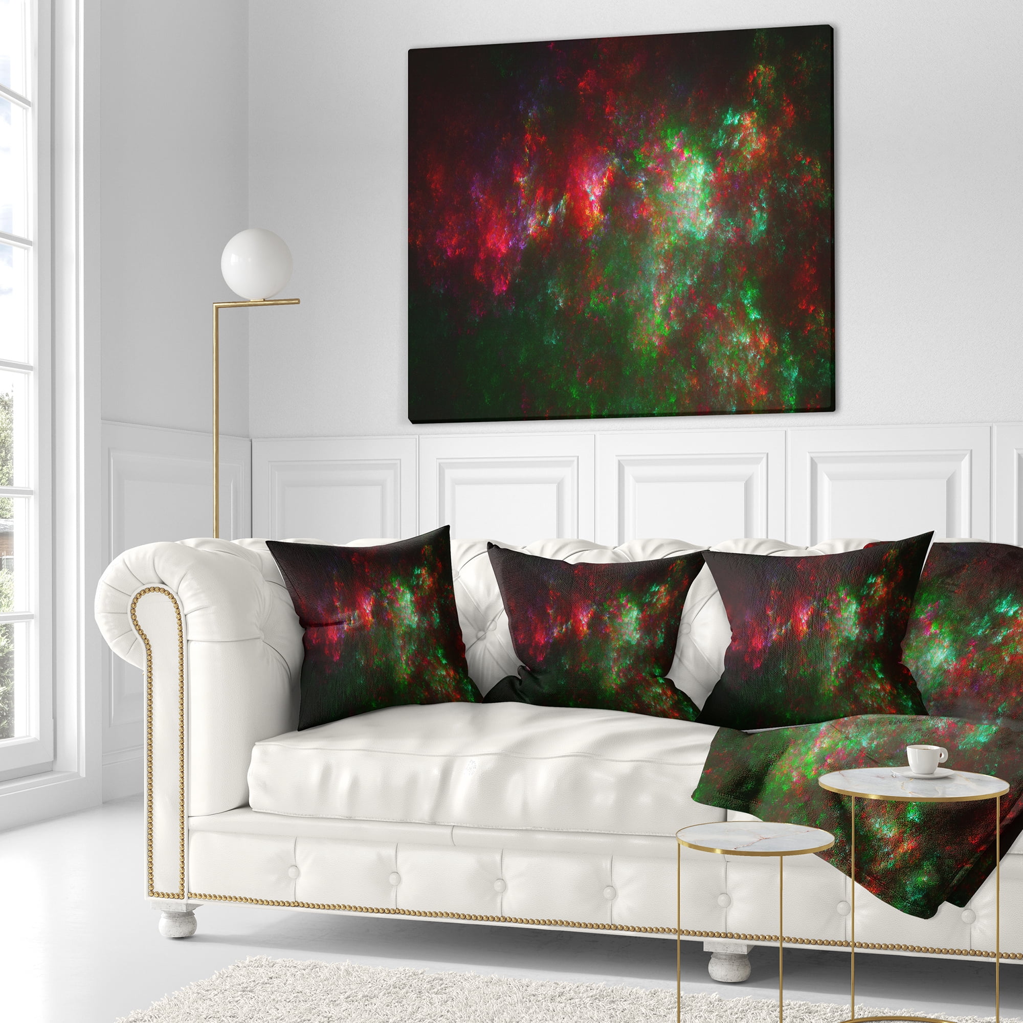 Designart Multi Color Starry Fractal Sky - Abstract Throw Pillow - 18x18