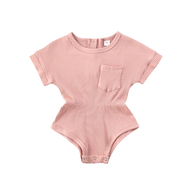 Bébés Filles Haut Manches Courtes Rayures Élastiques Taille Haute Boutons d'Entrejambe Vêtements