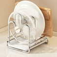 thumbnail image 4 of Stainless Steel Cutting Board Holder Rack with Lid and Pan Organizer, Two-Compartment Kitchen Counter Drying Rack with Drip Tray for Pot Lid and Chopping Board Storage, 4 of 9