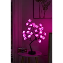 24-LED Rose Flower Bonsai Table Tree Light, USB/Battery Powered Lamp, Romantic Decor Light for Home Party Wedding and Holiday