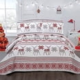 thumbnail image 6 of Green Essen Christmas Quilts Queen/FUll Size Reindeer Xmas Bedspread Snowflake Bedding Stripe Coverlet Red White Lanterns Christmas Decor, 6 of 8