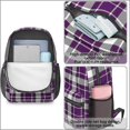 thumbnail image 4 of Purple and White Checkered Pattern 17" School Backpacks for Teens,Waterproof Oxford Fabric,S-Shape Padded Straps for School,Travel,Hiking,Camping, 4 of 6
