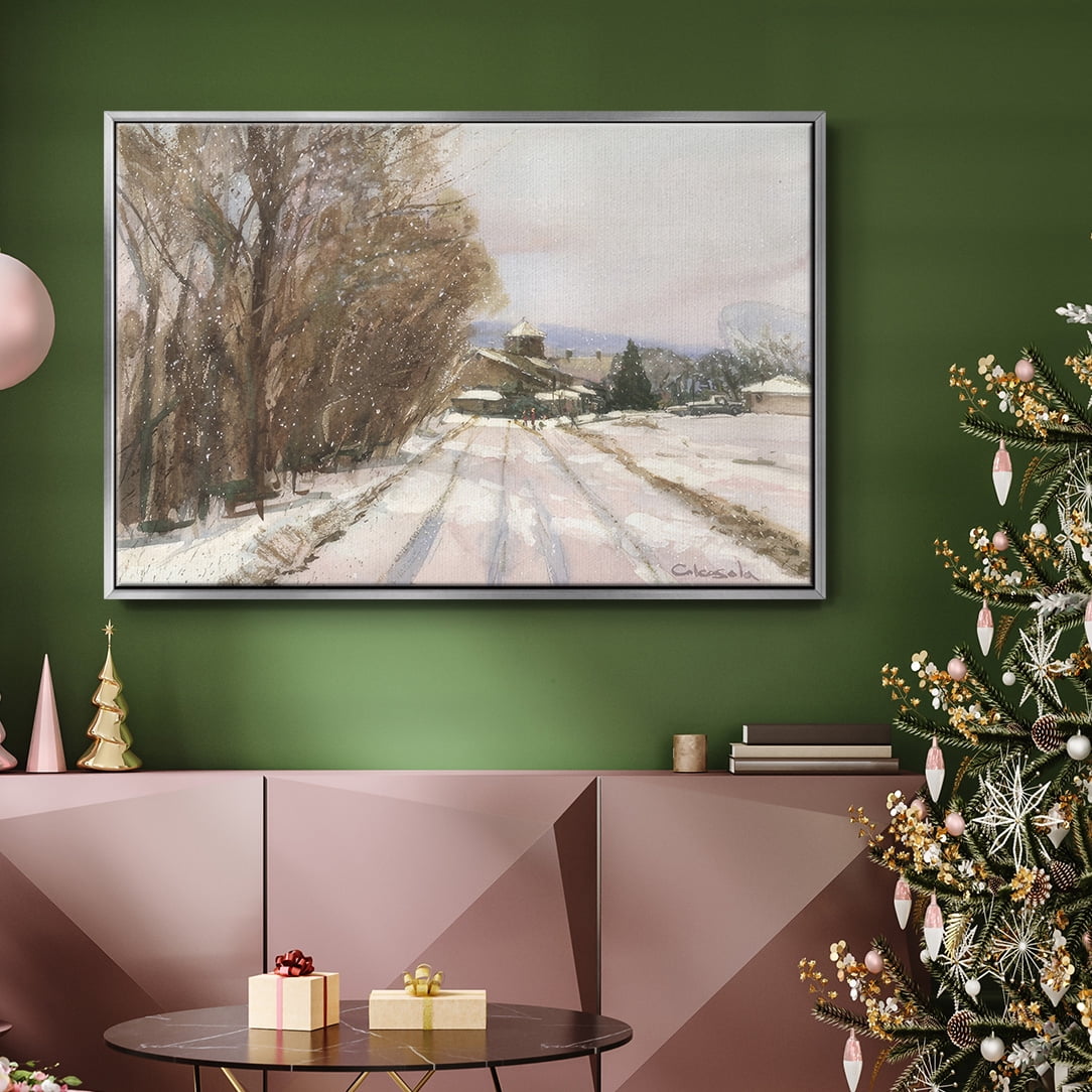 Indian Orchard Greek Orthodox Church - Framed Gallery Wrapped Holiday Canvas - 17 x 25 - Silver Frame