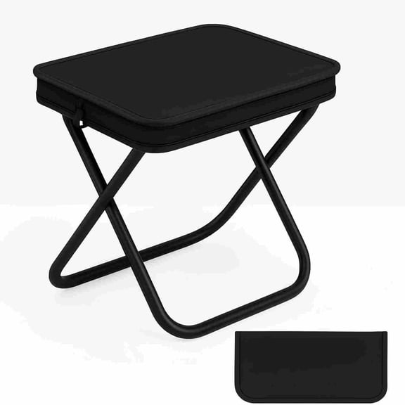 Folding Camping Stool, Portable Outdoor Camping Chair with Storage Bag,  Portable Chair for Adults, Foldable Stool for Fishing, Hunting, Travel, Backpack, Hiking (Black)