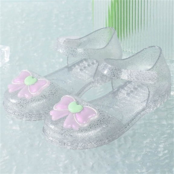 Danhjin Jelly Sandals For Girls Summer Non-Slip Comfortable Open Toe Sandals Cute Flats Beach Play and Princess Costumes Dress Shoes For All Day Wear For Little Kid/Big Kid