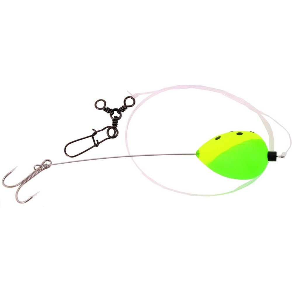 Sea Striker Deluxe Finger Mullet Fishing Rig, Green/Yellow Float, 2/0