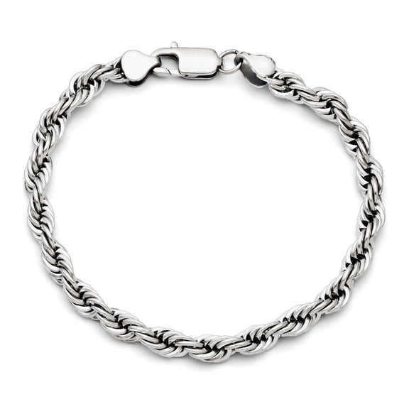 Stainless Steel Polished 6mm Rope Bracelet - 9 Inch