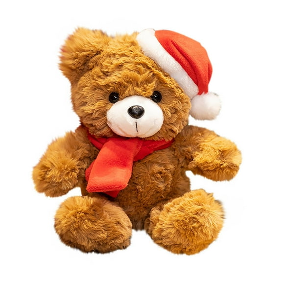 Red Red Christmas Teddy Bear Figurine Pillow Decoration For Living Room Sofa Cushion Plush Stuffed Animal 8Inch