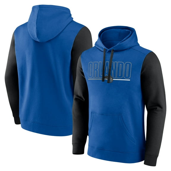 Men's Logo Athletic Blue Orlando Magic Outline Colorblock Pullover Hoodie