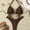 Coffee, variant on Top-kevin Two Piece Women's Triangle Bikini Sets Sexy Halter String Swimsuits Tie Lace Trim Bathing Suit Trendy Beach Swimwear